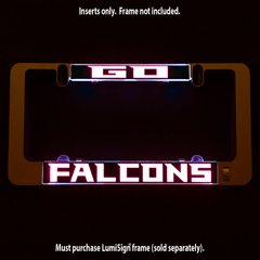 Falcons LumiSign insert with glowing red FALCONS lettering on dark backing