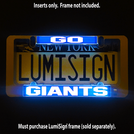 GO GIANTS LumiSign insert, glowing blue and white GO GIANTS light panel