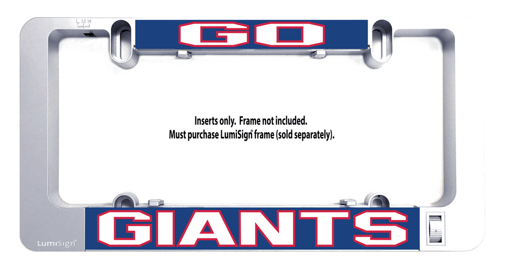 LumiSign insert, gray backing with GO GIANTS nameplate and mounting clips