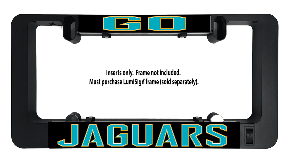 Jaguars LumiSign insert with black backing and teal/yellow team logo