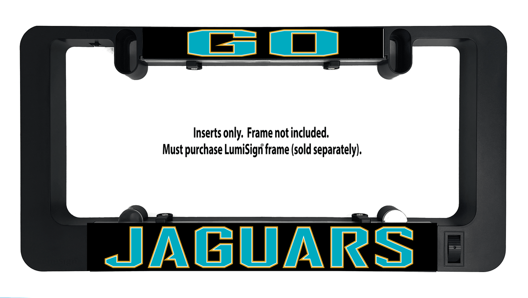 Jaguars LumiSign insert with black backing and teal/yellow team logo