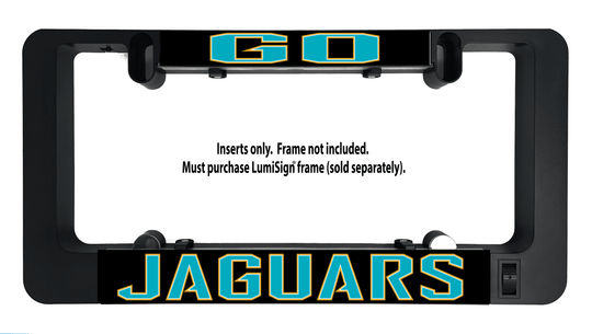 Jaguars LumiSign insert with black backing and teal/yellow team logo