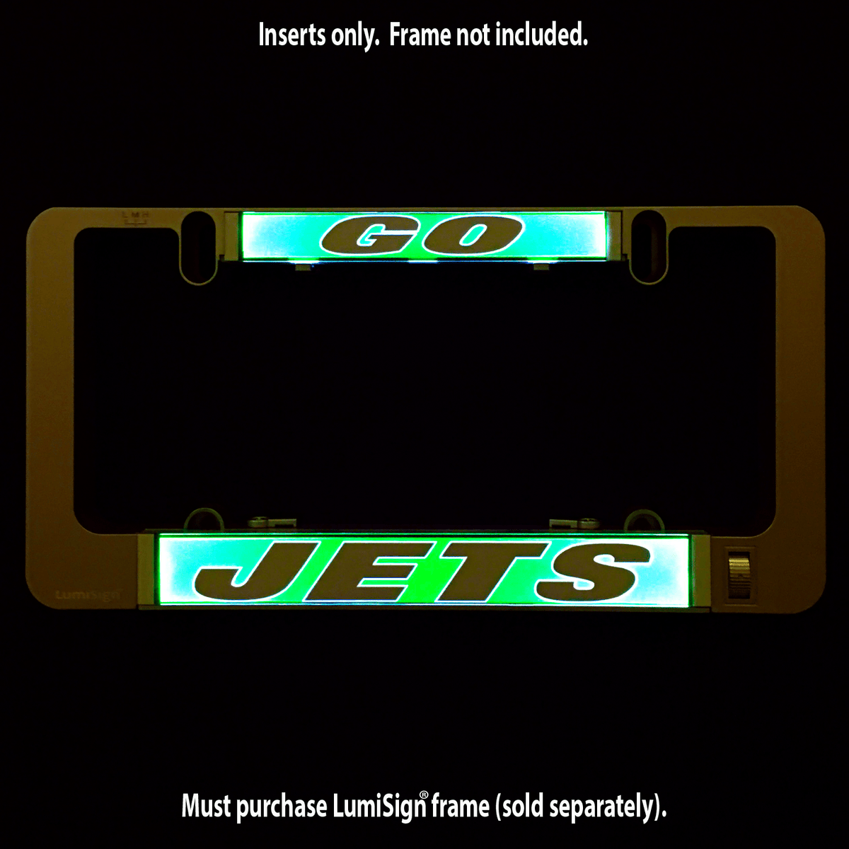 Illuminated GO JETS LumiSign insert with GO and JETS text