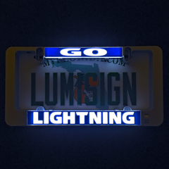GO LIGHTNING LumiSign inserts glowing blue GO and LIGHTNING on a dark panel