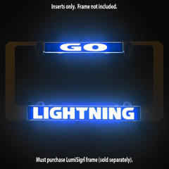 GO LIGHTNING LumiSign inserts glowing blue GO and LIGHTNING, frame not included