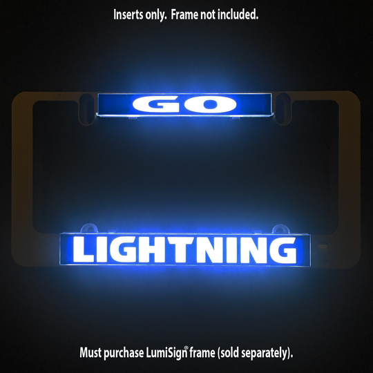 GO LIGHTNING LumiSign inserts glowing blue GO and LIGHTNING, frame not included