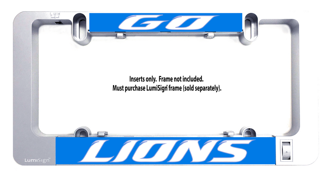GO LIONS LumiSign insert panel with white LIONS lettering, frame not included