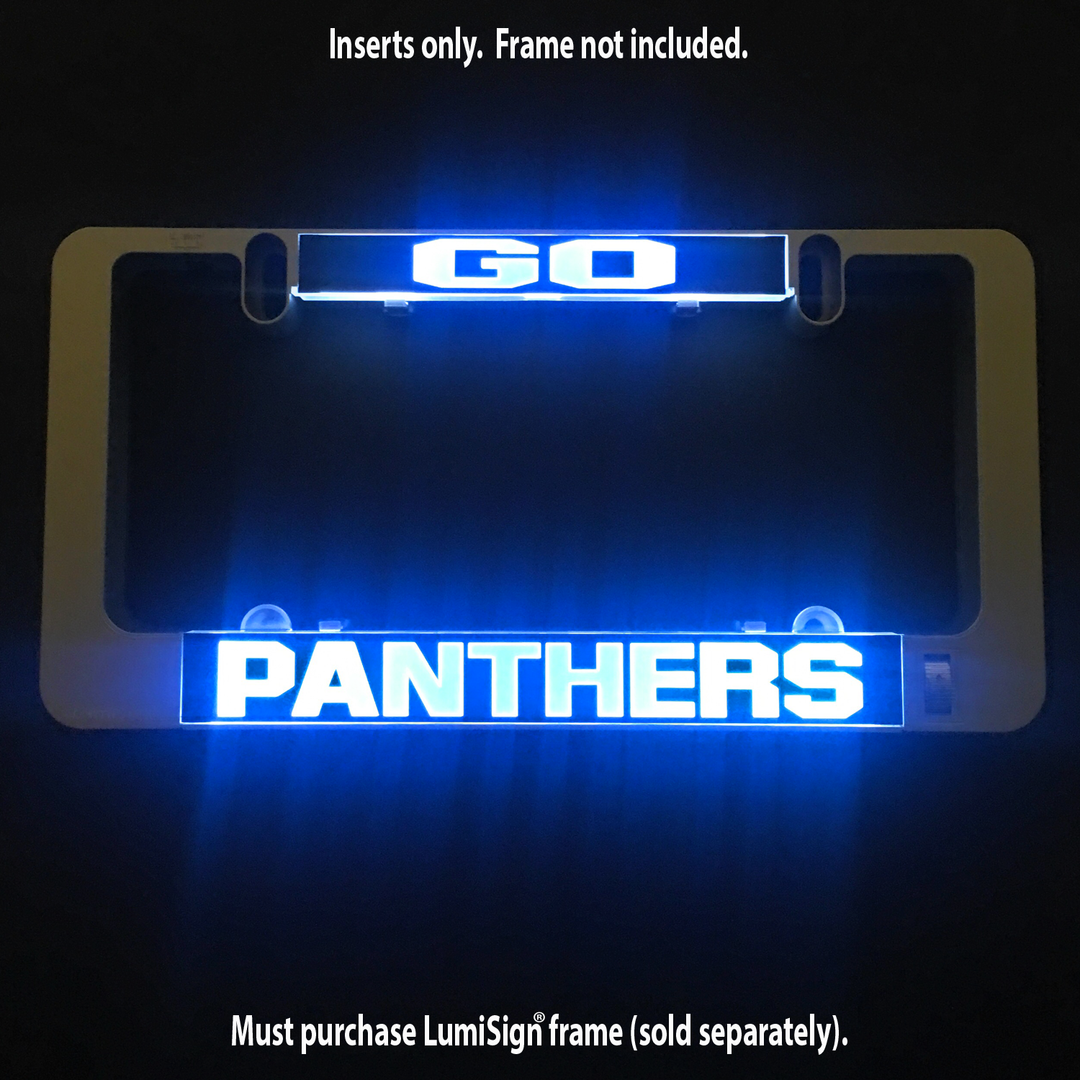 GO Panthers LumiSign insert glowing with “GO” and “PANTHERS” text