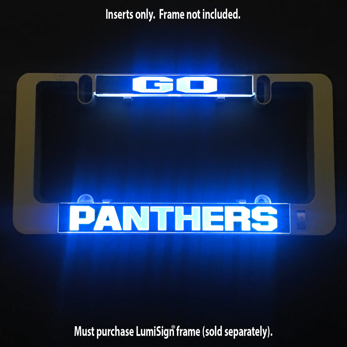 GO Panthers LumiSign insert glowing with “GO” and “PANTHERS” text