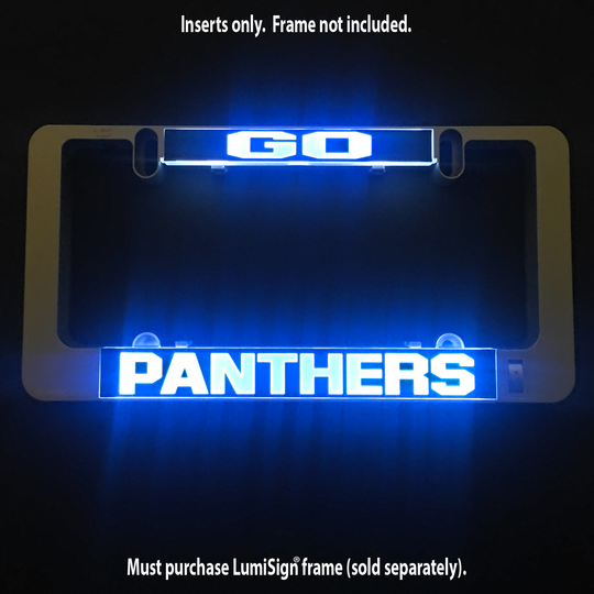 GO Panthers LumiSign insert glowing with “GO” and “PANTHERS” text