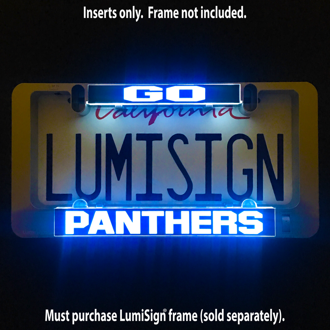 GO Panthers LumiSign insert with illuminated “PANTHERS” and “LUMISIGN”