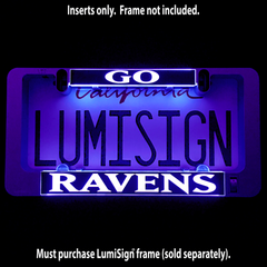 Illuminated LumiSign Ravens insert with GO above and RAVENS below
