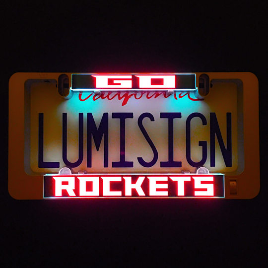 GO ROCKETS LumiSign insert with illuminated red ROCKETS and “LumiSign” lettering