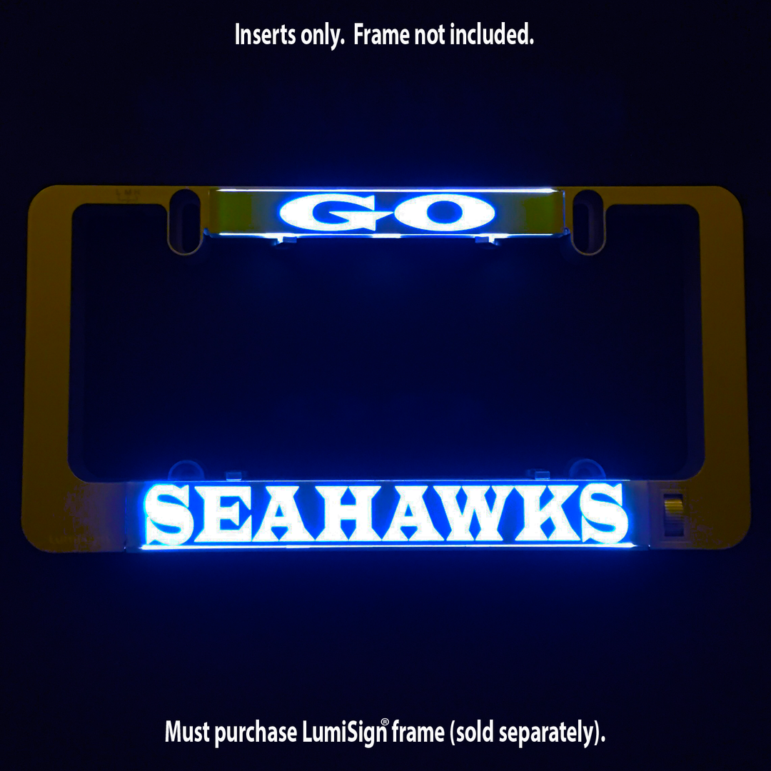 Glowing SEAHAWKS LumiSign insert panel with GO logo above, inserts only