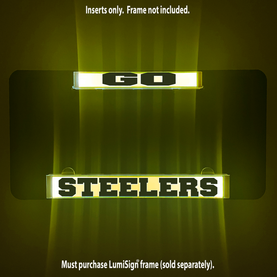 Glowing GO and STEELERS LumiSign inserts, inserts only frame not included