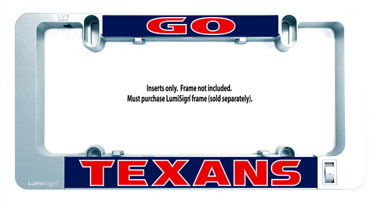 Texans light-up sign insert with GO header and TEXANS logo at bottom
