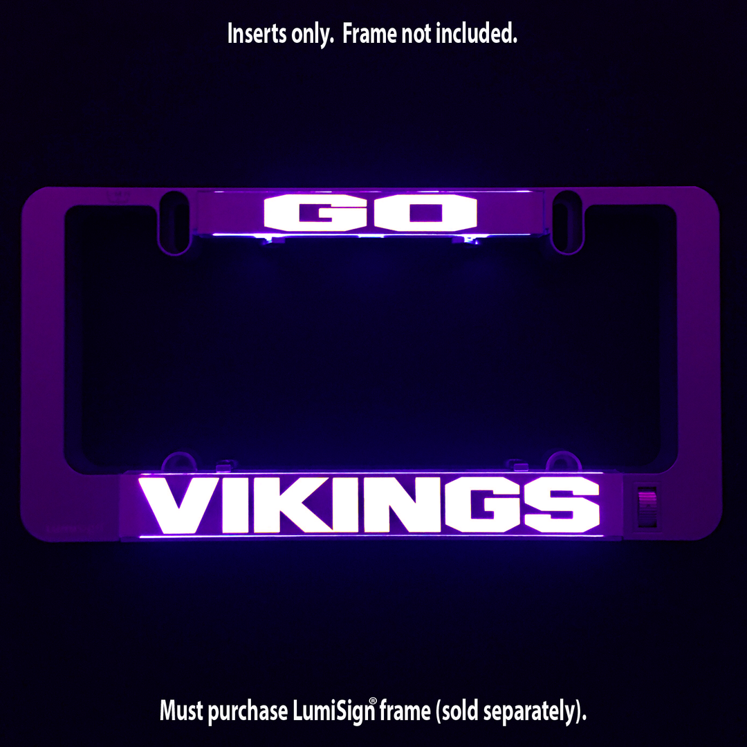 Glowing LumiSign insert reading GO VIKINGS, inserts only; frame not included