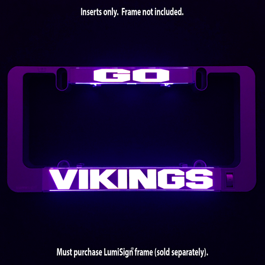 Glowing LumiSign insert reading GO VIKINGS, inserts only; frame not included