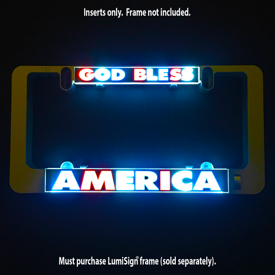 Glowing LumiSign “God Bless America” insert with “Inserts only” text