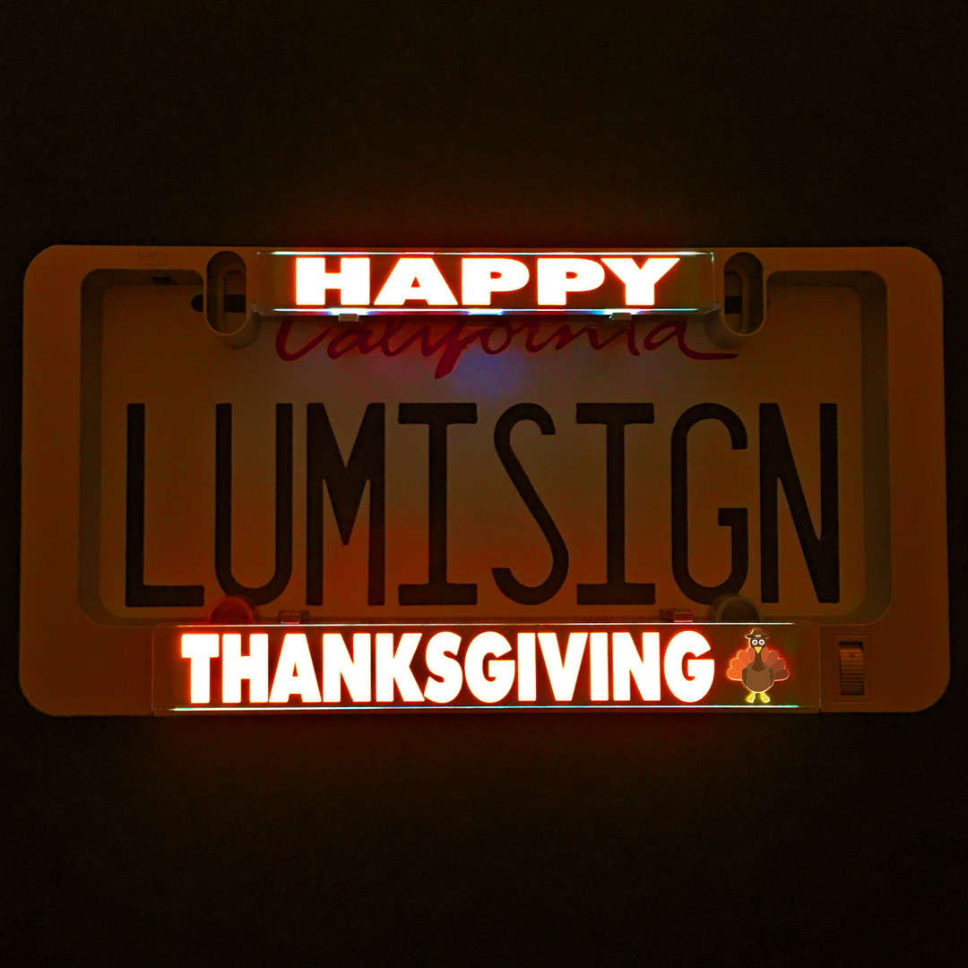 Illuminated Thanksgiving LumiSign insert reading “THANKSGIVING” with turkey icon