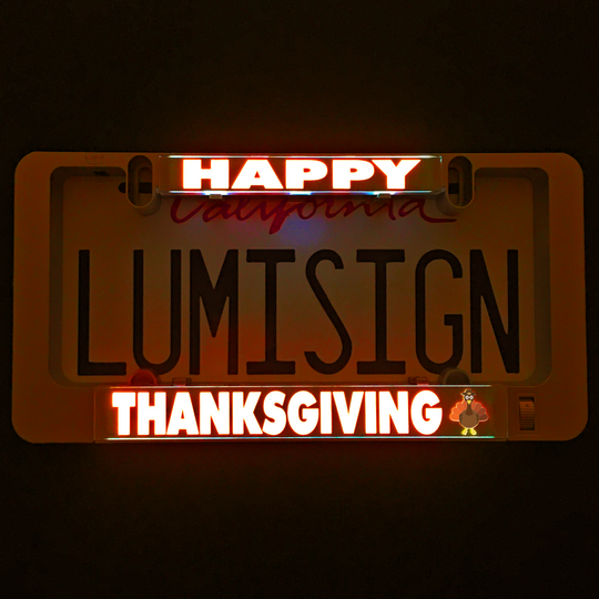 Illuminated Thanksgiving LumiSign insert reading “THANKSGIVING” with turkey icon
