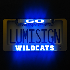 Illuminated blue 'WILDCATS' LumiSign insert