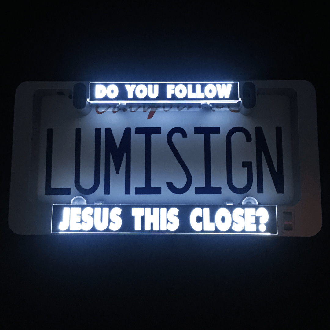 LumiSign insert showing blue neon &