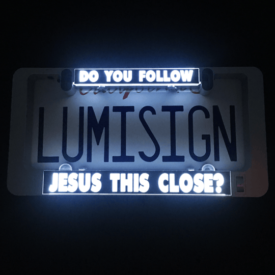 LumiSign insert showing blue neon &