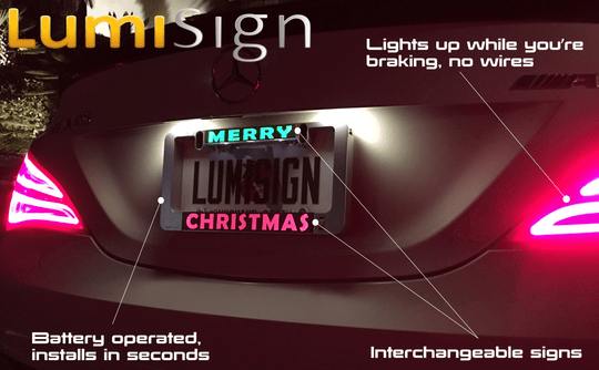 LUMISIGN frame displaying lit interchanging sign with bright text and graphics