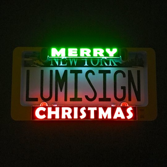 Glow Christmas insert showing “MERRY”, “LUMISIGN”, and “CHRISTMAS” text.