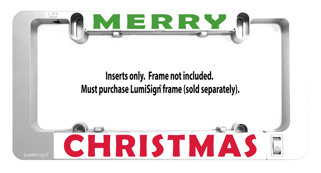 LumiSign Christmas light insert with red “CHRISTMAS” lettering, frame not included.