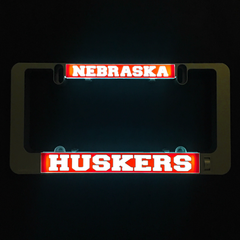 LumiSign insert with glowing red 'NEBRASKA' and 'HUSKERS' team text
