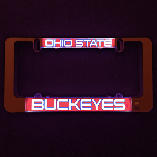 Ohio State Buckeyes LumiSign insert glowing on display frame, Ohio State and Buckeyes text