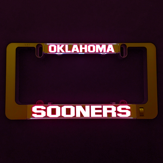 Illuminated Oklahoma Sooners insert with red OKLAHOMA and SOONERS text
