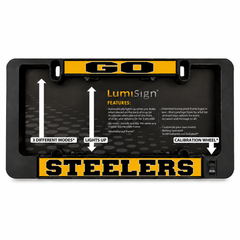 Steelers Lumisign license plate frame with features panel and calibration wheel