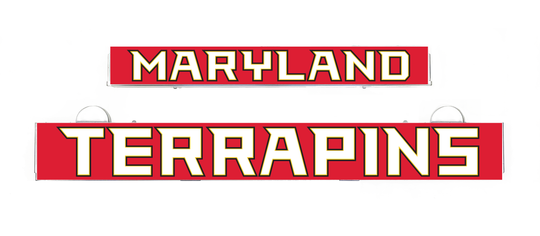 Maryland Terrapins LumiSign insert logos in red and yellow reading MARYLAND and TERRAPINS
