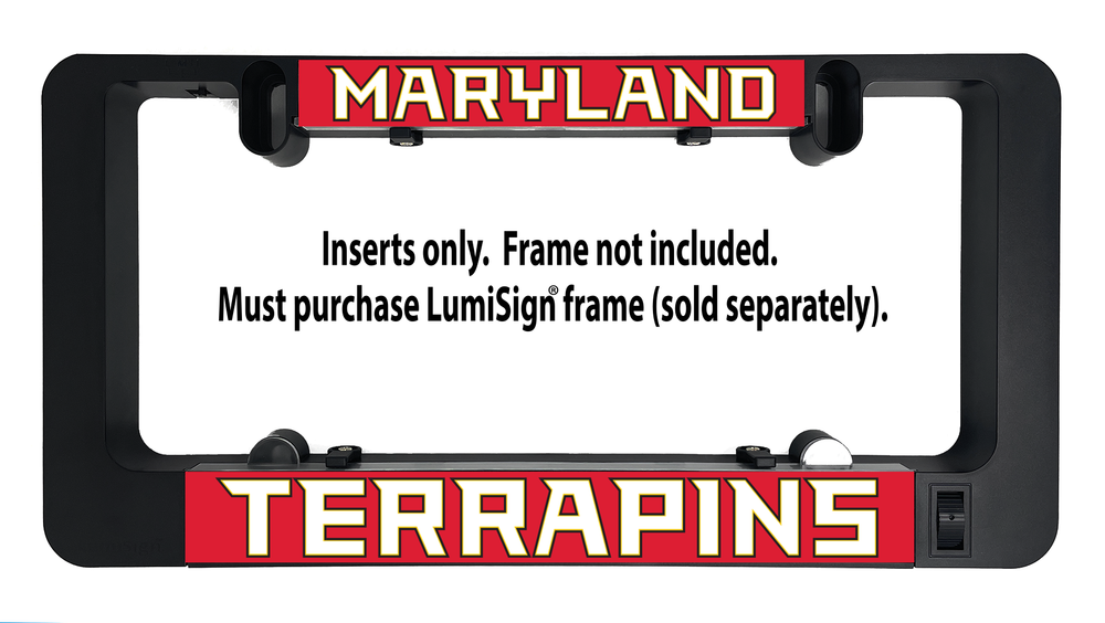 Maryland Terrapins LumiSign insert graphic with “Inserts only. Frame not included” text