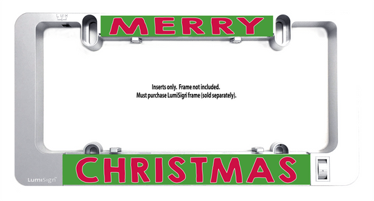 LumiSign Christmas light inserts in a frame holder, “CHRISTMAS” word insert visible