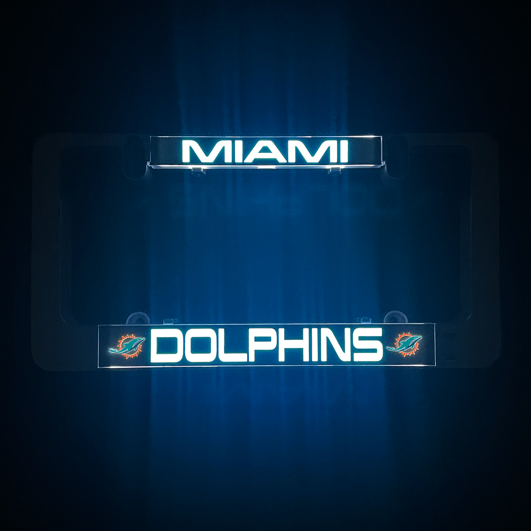 MIAMI DOLPHINS LumiSign insert with glowing MIAMI and DOLPHINS logos