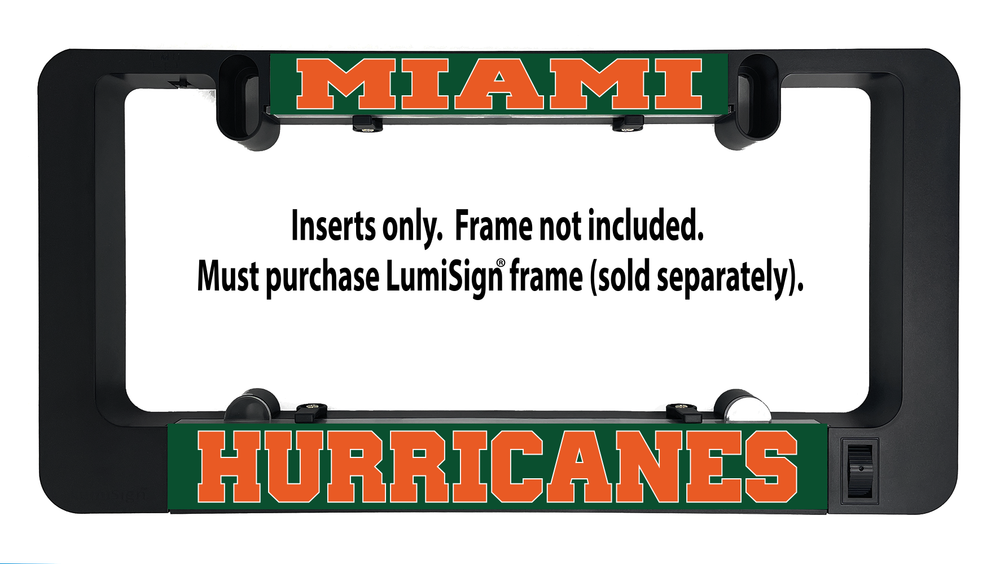 LumiSign inserts with Miami Hurricanes MIAMI and HURRICANES lettering