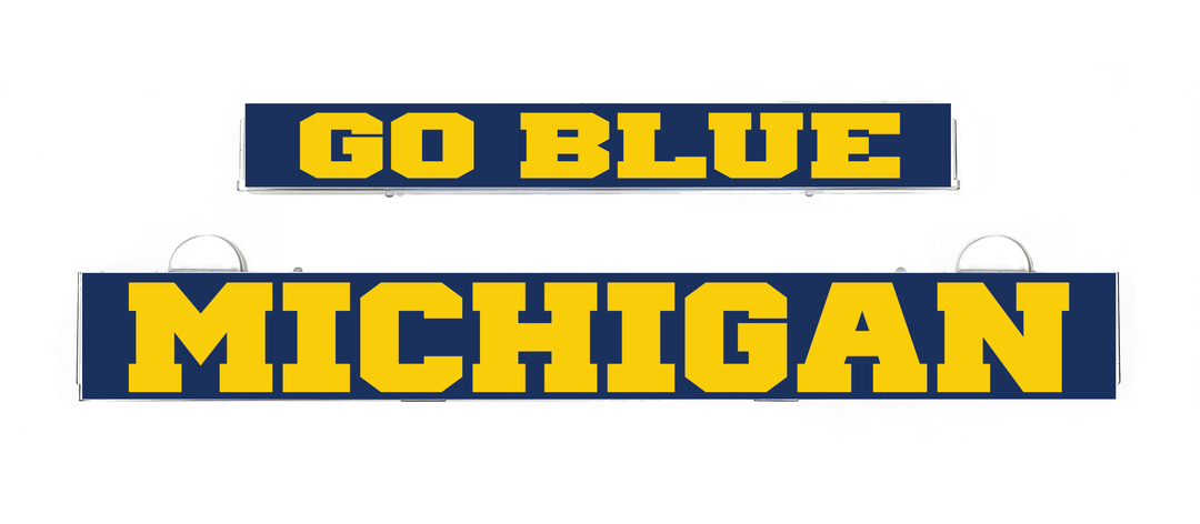 LumiSign Michigan Go Blue inserts, with “GO BLUE” top and “MICHIGAN” bottom