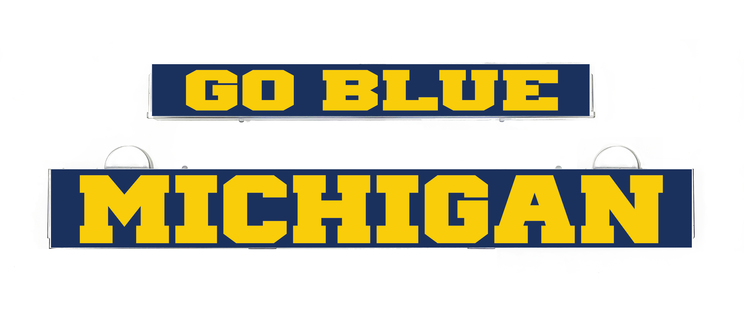 LumiSign Michigan Go Blue inserts, with “GO BLUE” top and “MICHIGAN” bottom