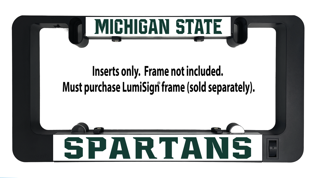 LumiSign insert panel for Michigan State Spartans, SPARTANS logo on dark backing