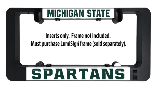 LumiSign insert panel for Michigan State Spartans, SPARTANS logo on dark backing