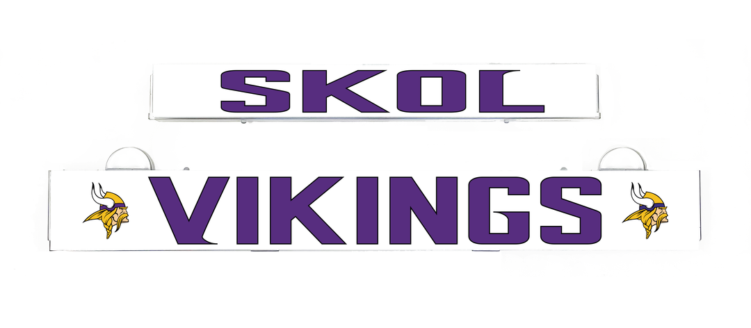Vikings insert letters for LumiSign, purple SKOL and Viking logo on white panel