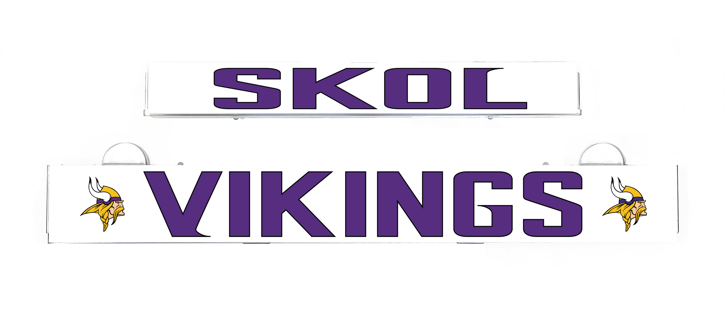 Vikings insert letters for LumiSign, purple SKOL and Viking logo on white panel