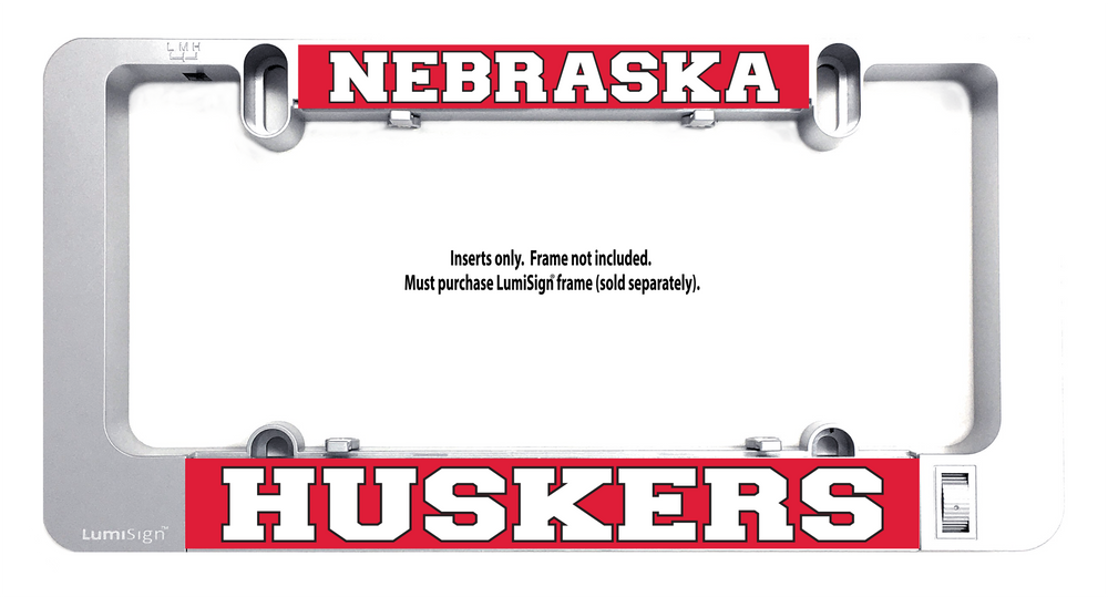 Nebraska Husker banner insert with red 'NEBRASKA' and 'HUSKERS' team text
