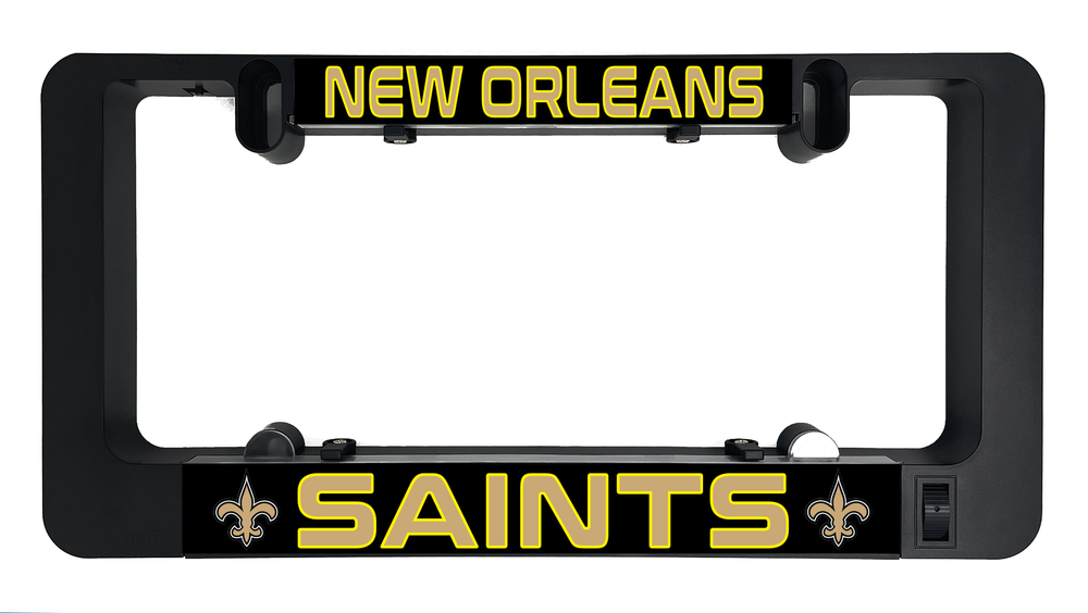 New Orleans Saints LumiSign insert with yellow Saints logo on black panel, top and bottom