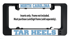 LumiSign insert reading 'Tar Heels' in light blue on a dark backing
