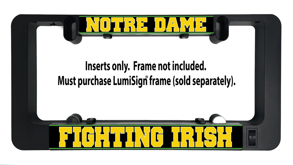 LumiSign insert backing with Notre Dame and Fighting Irish text; inserts only